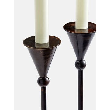 Bruyere, Set of Two Large Candle Holders, Blackened Brass
