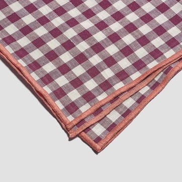 Gingham Linen Table Runner 45 x 200cm, Berry