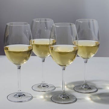 Julie Set of 4 White Wine Glasses 468ml, Clear