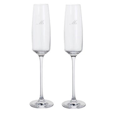 Mr & Mr Elevate Set of Two Flutes, 170ml, Clear