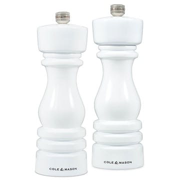 London Salt & Pepper Mills, 180mm, White Gloss