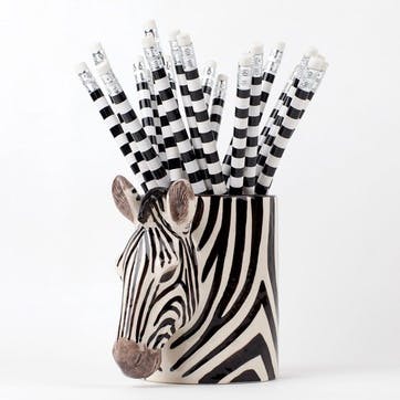 Zebra Pencil Pot H11cm Black/White