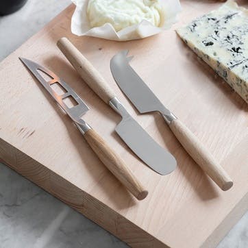 Set of 3 Cheese Knives, Oak