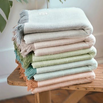 Organic Cotton Chambray Yoga Blanket 230 x 150cm, Kelp