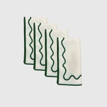 Meadow Set of 4 Napkins, L40 x W40cm, Green & White