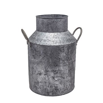 Galvanised Milk Churn H43cm x D33cm, Silver