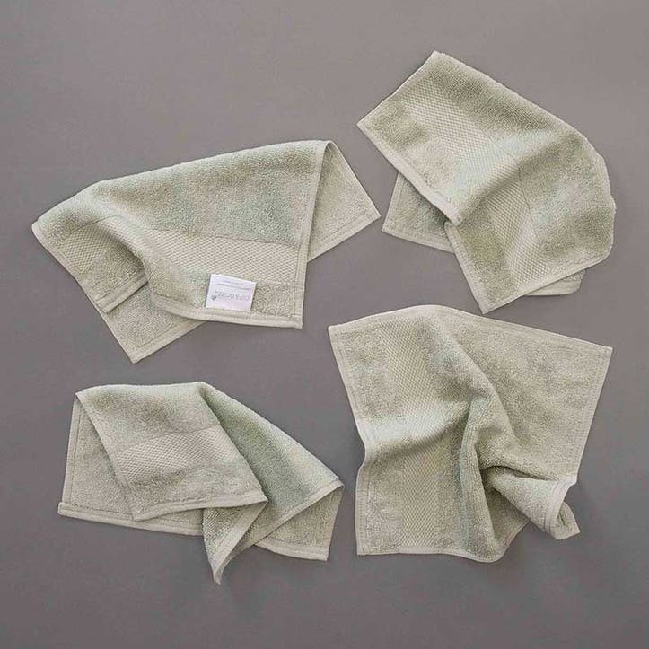 Organic 600gsm Set of 2 Face Towels 30 x 30cm, Sage Green