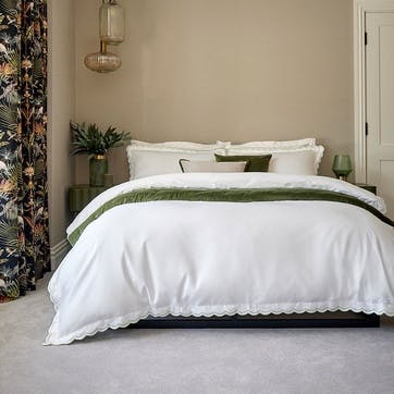 Scallop Edge Duvet Set, Super King, Matcha