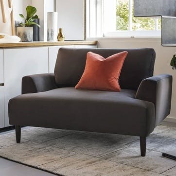 Model 05 Velvet Love Seat, Charcoal