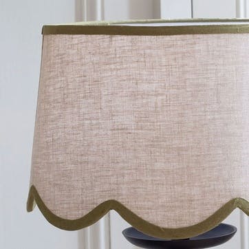 Linen Scallop Lampshade 35cm, Green