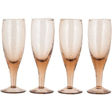 Yala Set of 4 Champagne Glasses 200ml, Dusty Terracotta