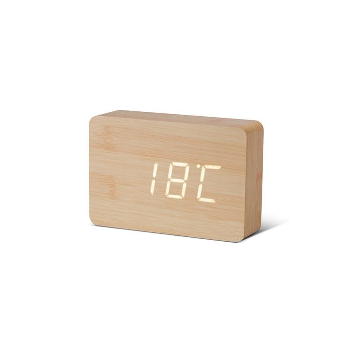 Brick Click Clock Beech/ White LED, 15cm