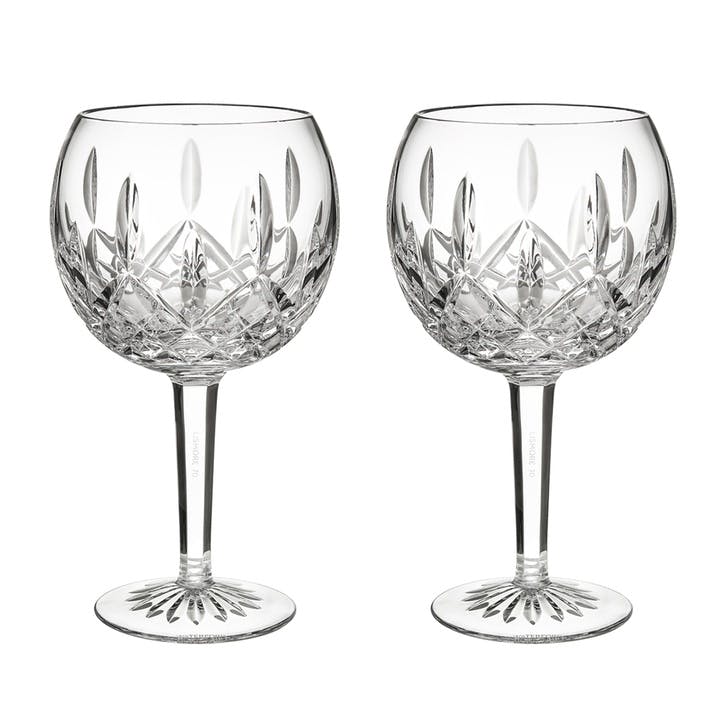 Lismore 1952 Mastercraft Set of 2 Small Balloon Wine Glasses H18cm, Clear