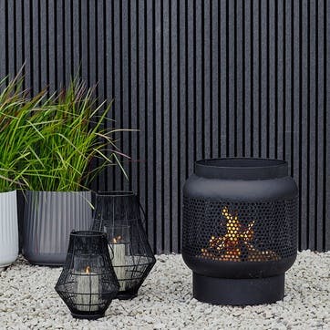 Outdoor Buttermere Tall Basket Fire Pit W45cm, Black