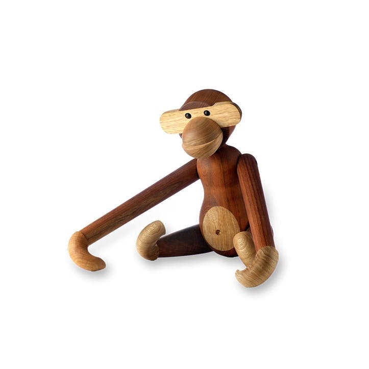 Monkey Wooden Figurine, Small, Teak/Limba