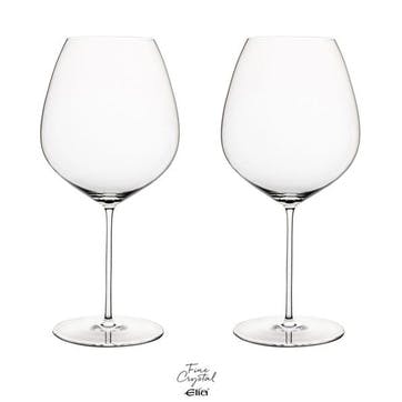 Siena Set of 2 Crystal Bordeaux Wine Glasses 1.1L Clear,
