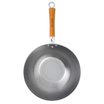 Classic Stainless Carbon Steel Wok, 32cm