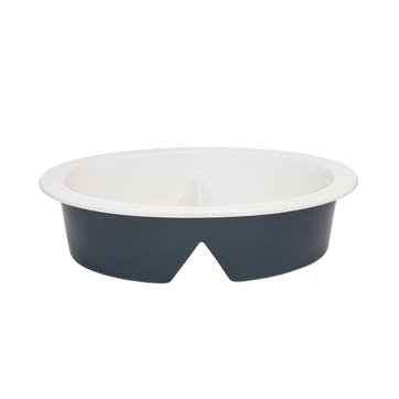 Oval Divided Dish, 27cm, White Ceramic