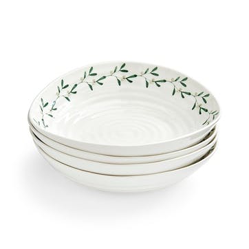 Mistletoe Set fo 4 Pasta Bowls D23.5cm, White/Green