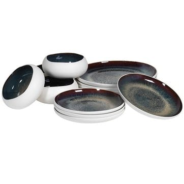 Atomic 12 Piece Dinnerware Set, Navy