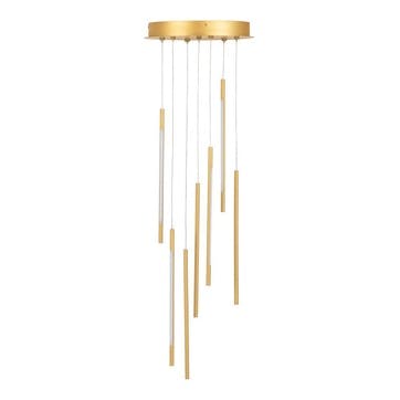 Saber LED 7 Light Cluster Pendant Chandelier   H50cm, Gold