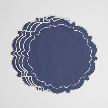 Abigail Set of 4 Placemat, D40cm, Blue