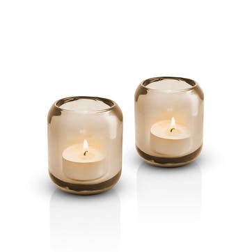 Acorn Set of 2 Tealight Holders H8 x D7cm, Hazel Brown