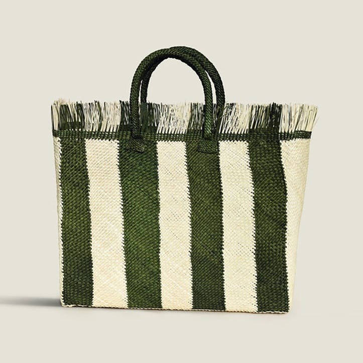 Nariño Woven Tote D15cm, Green & Natural