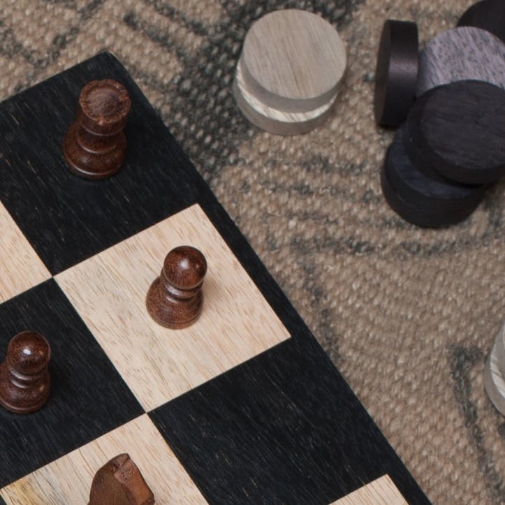 Mango Wood Chess & Draughts Set