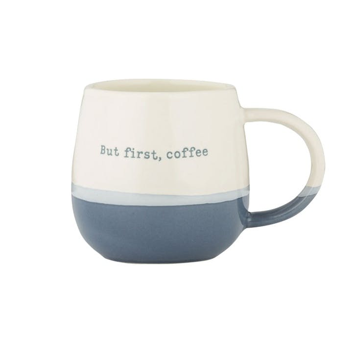 But First Coffe Mug 12oz , Blue/White