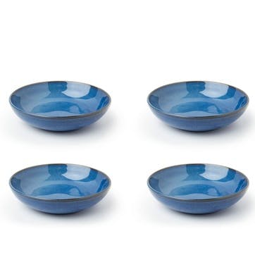 Reactive Glaze Set of 4 Pasta Bowls, Blue
