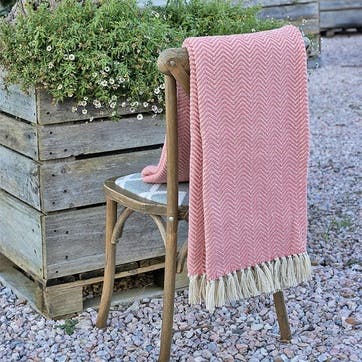 Herringbone Blanket 250cm x 130cm, Coral