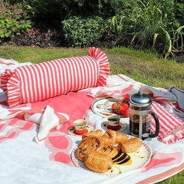 Stripe Bolster Cushion Cover, 50 x 20cm, Cherry Red