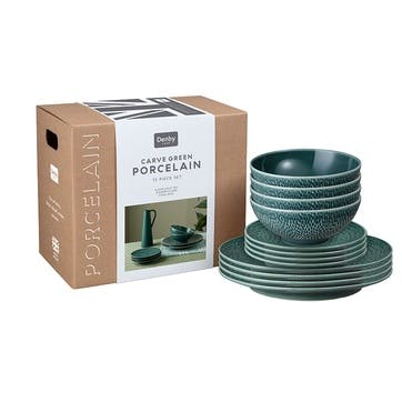 Carve Green 12 Piece Tableware Set