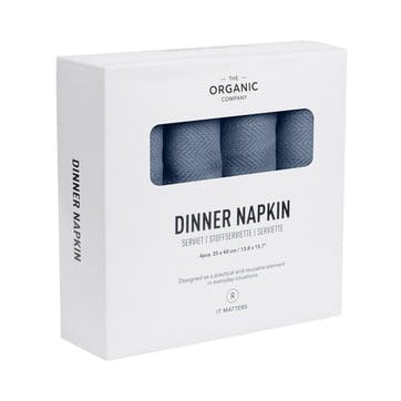 Herringbone Set of 4 Napkins 30 x 40cm, Grey Blue