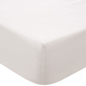 Cotton Sateen King Fitted Sheet, Chalk