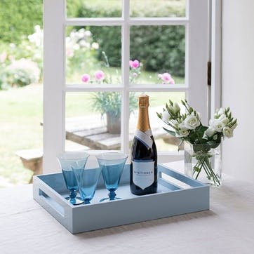 Lacquered Tray 40 x 35cm, Pale Denim