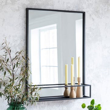 Sapperton Mirror with Shelf H80cm, Black
