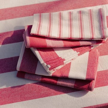 Stripe Set of 6 Napkins W45 x L45cm, Punch Pink