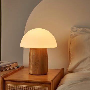 Alice Mushroom Lamp H32cm, White Ash