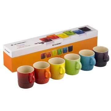 Rainbow Espresso Mugs, Set of 6