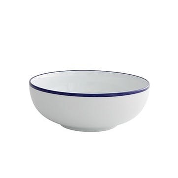 Cereal Bowl, Canteen, White/Blue Rim, Set of 6