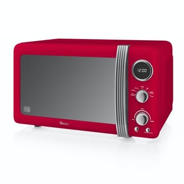 Retro 800W Digital Microwave, Red