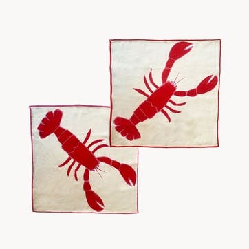 Lobster Set of 2 Napkins, 45 x 45cm, Red