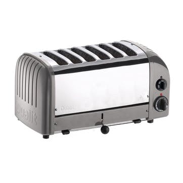 Classic Vario 6 Slot Toaster, Metallic Silver