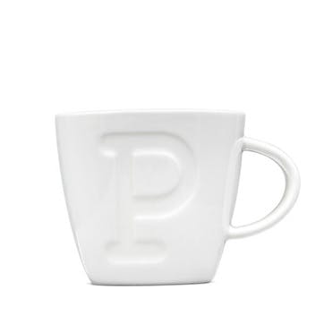 Alphabet P Mug, 380ml, Cream
