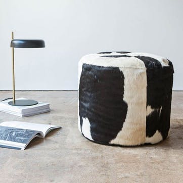Black and White Cow Hide Pouffe