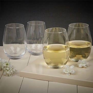 Julie Set of 4 Stemless Wine Glasses 584ml, Clear