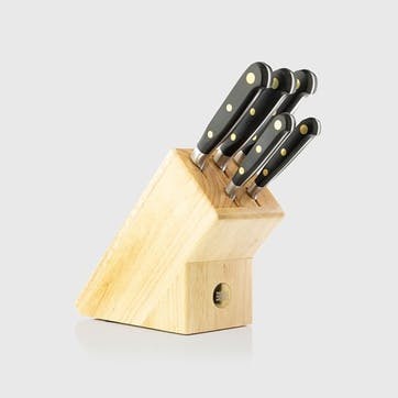 Oxford 5 Piece Knife Block Set, Brass Rivet