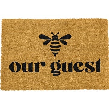 Bee Our Guest Doormat 60 x 40cm, Natural & Black